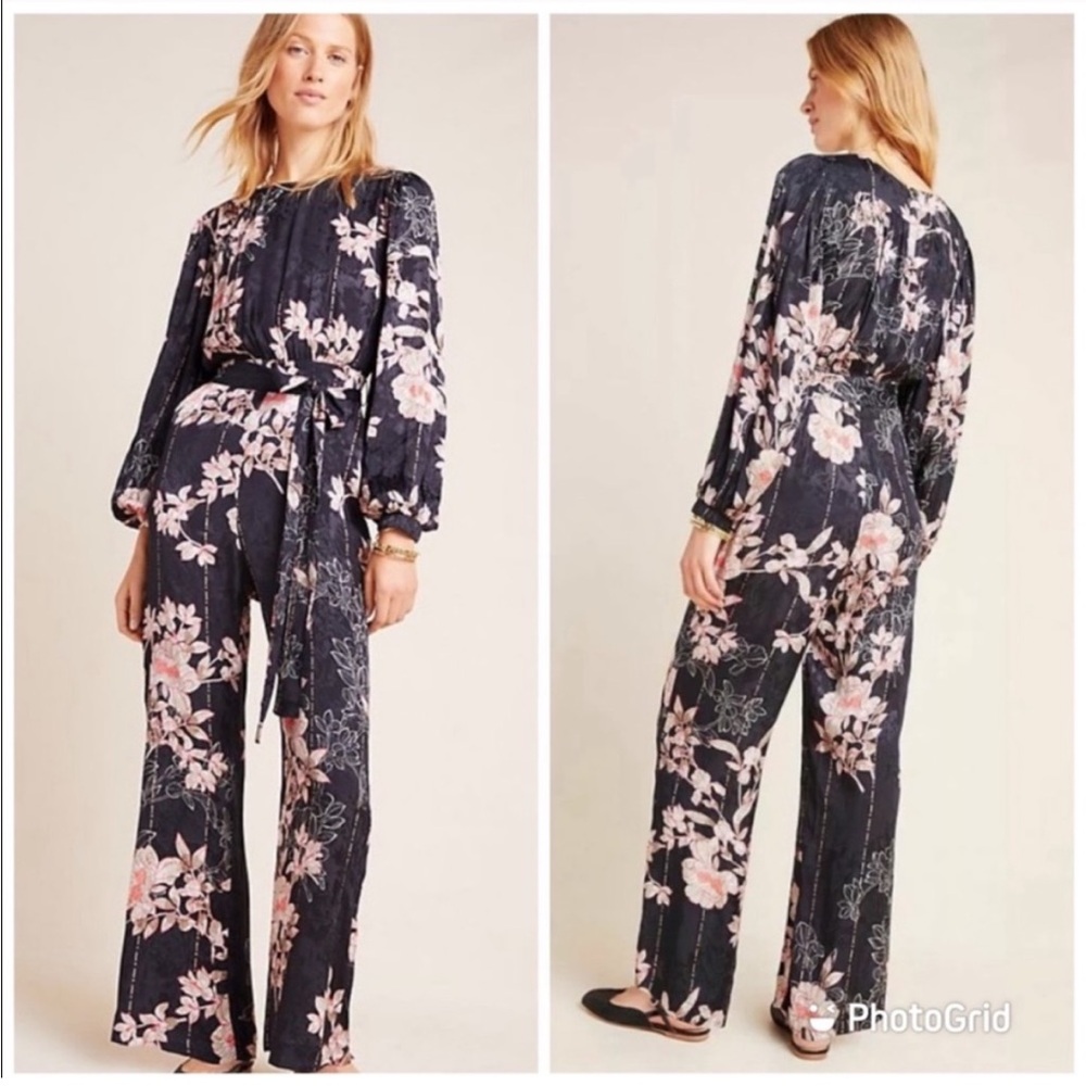 NWT Anthro Harlyn Jacquard Print Jumpsuit Sz S